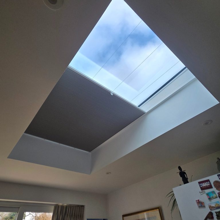 Rooflight and skylight blind installation Made to measure rooflight blind installed in a Northamptonshire home to reduce glare and improve light control