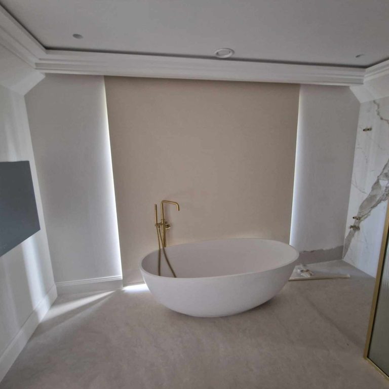 Made to measure roller blind Made to measure roller blind installed in a contemporary bathroom