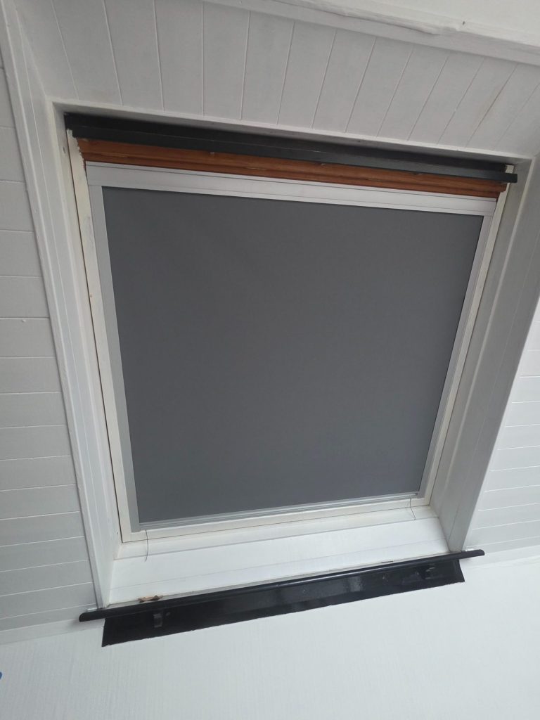 Velux rooflight blind replacement in Raunds Replacement blackout rooflight blinds fitted to older Velux windows in Raunds after removing the original obsolete blind system and installi