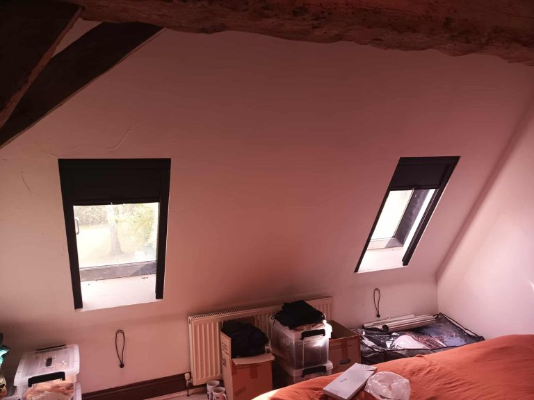 Blackout blinds for angled roof windows Full blackout blinds fitted to awkward angled roof windows with cassette and side channels for improved light control