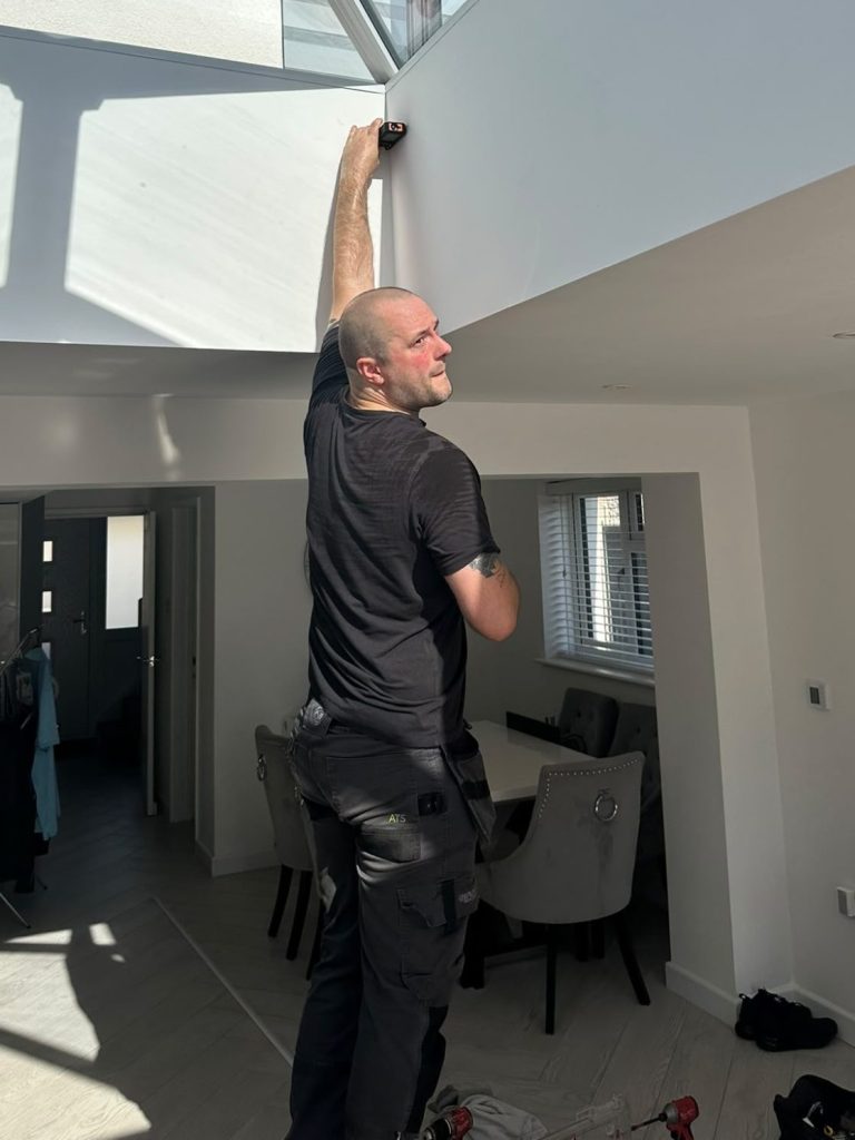 Smart Solar Roof Lantern Blind Installation | TrueShade Interiors Rhys from TrueShade Interiors installing a solar powered, smart controlled roof lantern blind in a home in Corby, Northamptonshire.